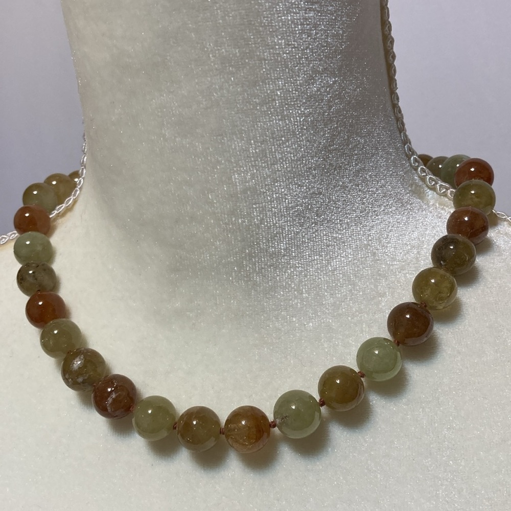GEM TREASURES GOLD BEAUTIFUL RUTILATED QUARTZ BEADED NECKLACE